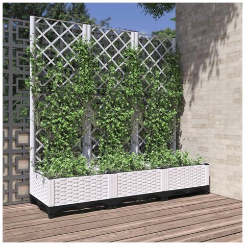 Fioriera da Giardino con Graticcio Bianco 120x40x121,5 cm PP - Foto 1