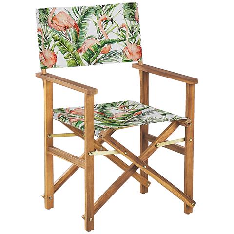 Set Di 2 Sedie Legno Di Acacia Chiaro Crema Motivo Fenicotteri Multicolore Cine - Foto 6