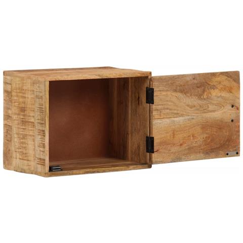 Comodino A Parete 40x30x25 Cm In Legno Massello Di Mango - Foto 2