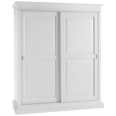 Armadio Arte Povera 2 Ante Scorrevoli Legno Bianco Shabby 183x67x212 - Foto 1