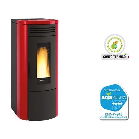 Stufa A Pellet 17 Kw Rivestimento In Acciaio Costanza Idro Bordeaux - Foto 2