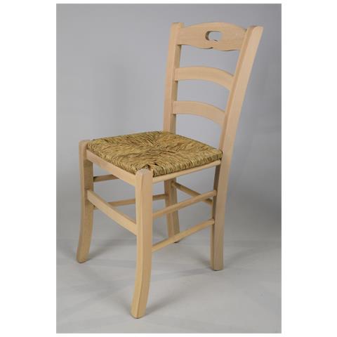 Set 4 Sedie Modello Savoie Per Cucina Bar E Sala Da Pranzo, Robusta Struttura In Legno Di Faggio Levigato, Non Trattato, 100% Naturale E Seduta In Paglia - Foto 2