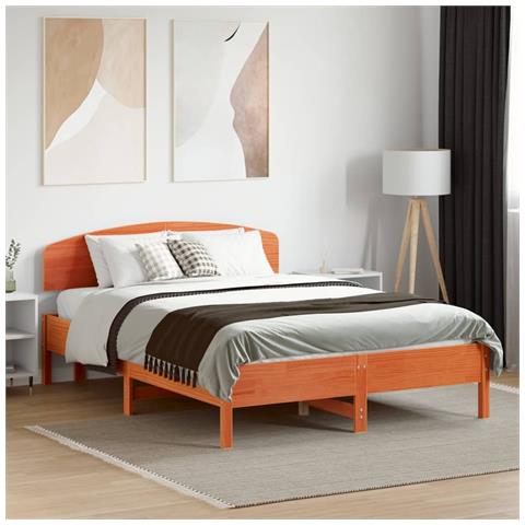 Letto Senza Materasso Marrone Cera 120x190 Cm In Legno Di Pino - Foto 1