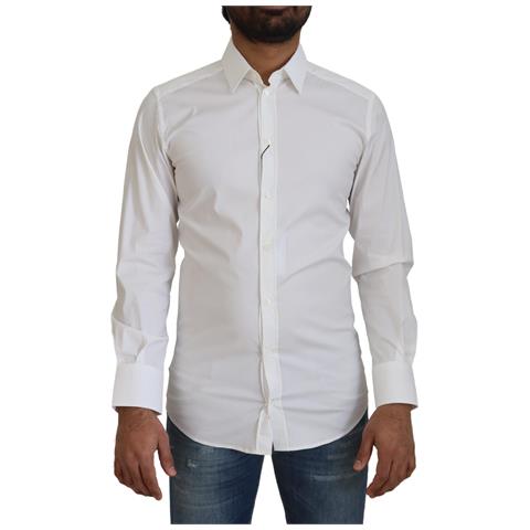 Abito Formale Slim Fit In Cotone Bianco Camicia Oro - It37 - Xs - Foto 1
