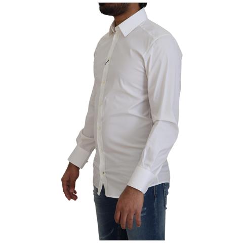 Abito Formale Slim Fit In Cotone Bianco Camicia Oro - It37 - Xs - Foto 2