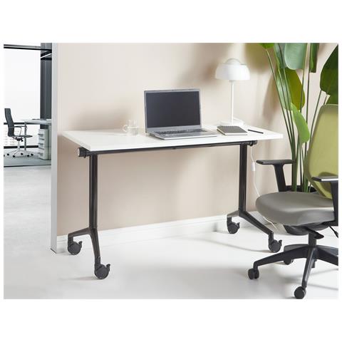 Scrivania Pieghevole Cavi Bianco 120 Cm 60 Cm Con Ruote - Foto 1