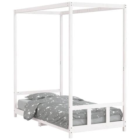 Giroletto per Bambini Bianco 90x190cm in Legno Massello di Pino - Foto 1