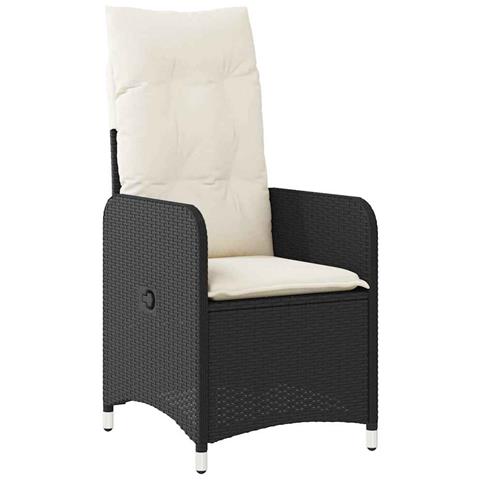 Set Bistrò Da Giardino 9 Pz Con Cuscini In Polyrattan Nero - Foto 3