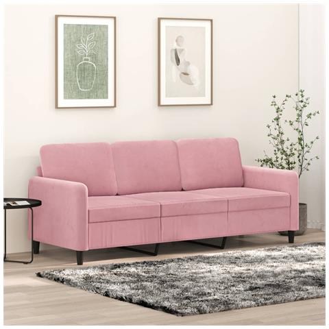 Divano A 3 Posti Rosa 180 Cm In Velluto - Foto 1
