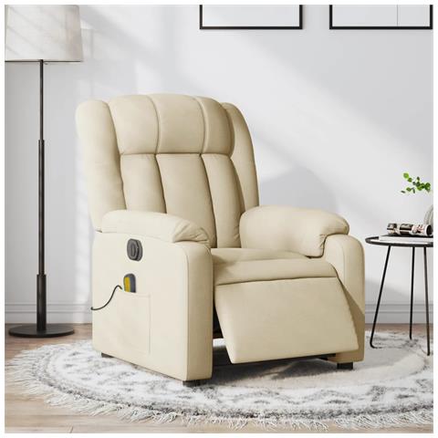 Poltrona Reclinabile Massaggiante Elettrica Crema In Tessuto - Foto 1