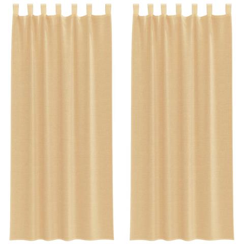 Tende In Voile Con Passanti 2 Pz Sabbia 140x260 Cm - Foto 1