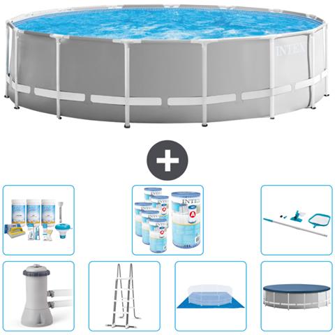 Piscina Fuori Terra - In Giro - 457x457x122 Cm - Grigio - Include Accessori Coordinati Cb46 - Foto 1