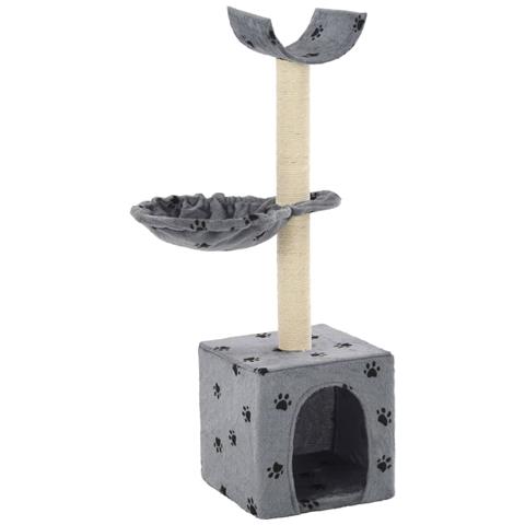 Lusso Casadino - Albero Per Gatti Tiragraffi Sisal 105 Cm Zampe Stampate Grigio - Foto 2