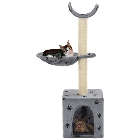 Lusso Casadino - Albero Per Gatti Tiragraffi Sisal 105 Cm Zampe Stampate Grigio - Foto 1