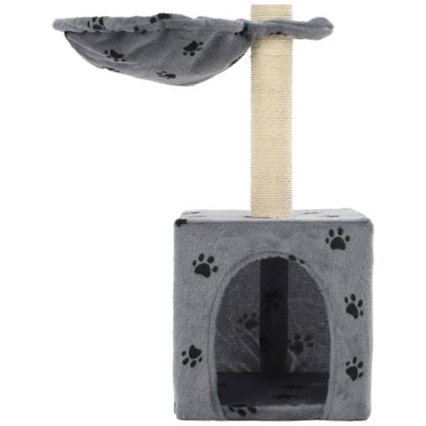 Lusso Casadino - Albero Per Gatti Tiragraffi Sisal 105 Cm Zampe Stampate Grigio - Foto 5