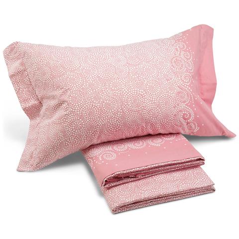 Completo Lenzuola Matrimoniale Losanna In Cotone Colore Rosa Misura Matrimoniale - Foto 1