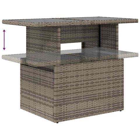 Set Divano Giardino da 8 Pezzi con Cuscini in Rattan Grigio,  Divano Giardino 2 Posti con Cuscini in Rattan Grigio - Foto 9