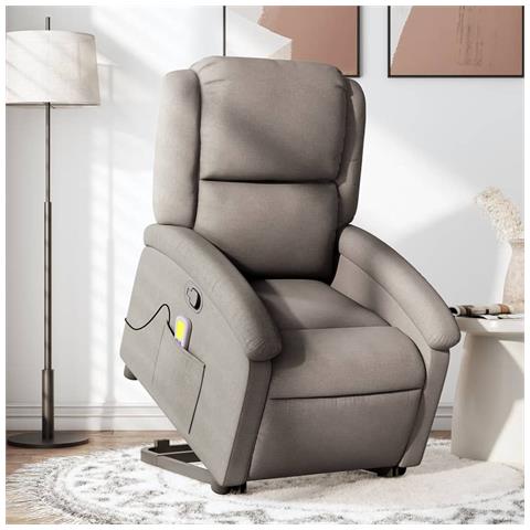 Poltrona Alzapersona Massaggiante Reclinabile Tortora Tessuto - Foto 2