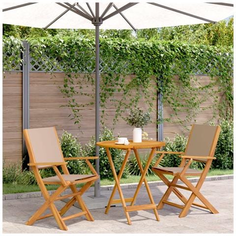 Set da Bistrot 3pz Tortora in Tessuto e Legno Massello - Foto 2