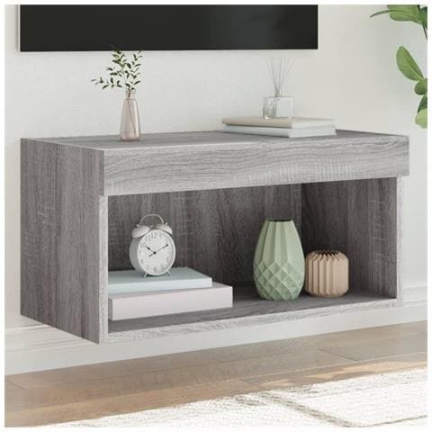 Mobile Porta TV con Luci LED Grigio Sonoma 60x30x30 cm - Foto 2