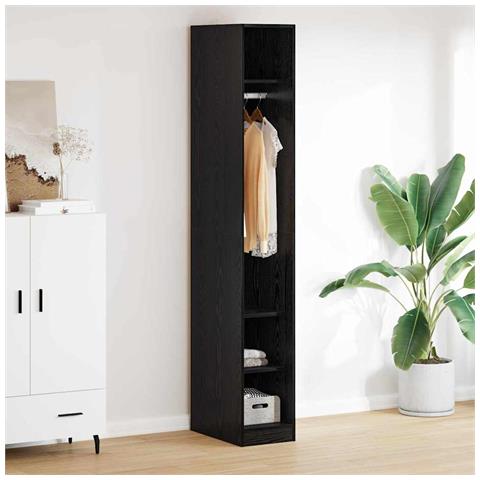Guardaroba Rovere Nero 50 x 30 x 200 cm Legno multistrato - Foto 2