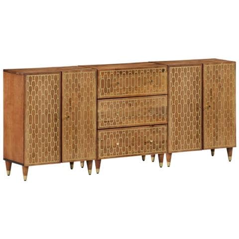 Credenze 3 pz 60x33x75 cm in Legno Massello di Mango - Foto 1