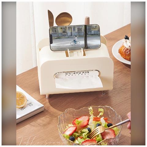 Porta Fazzoletti Multifunzionale Con Supporto Per Telefono E Contenitore - Elegante Dispenser In Abs Pink - Foto 5