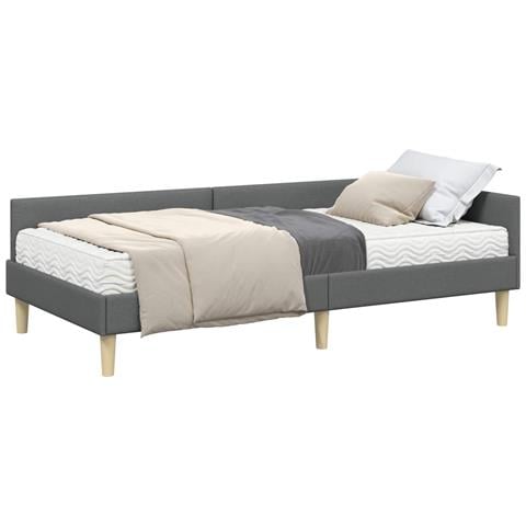 Struttura Letto Angolare con Materasso 2 pcs Grigio Tessuto - Foto 1