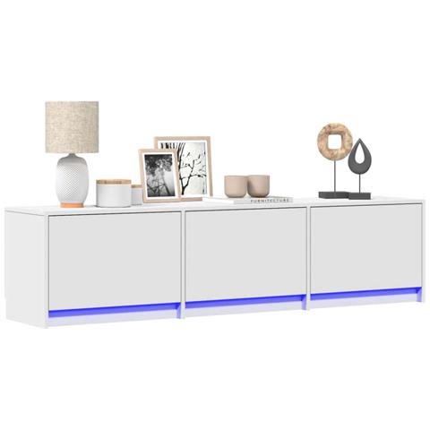 Mobile TV con led Bianco 165 x 34 x 40 cm Legno multistrato - Foto 2