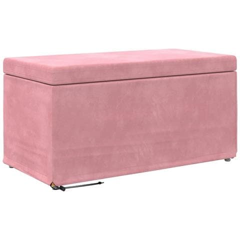 Pouf Rosa 81 x 41 x 40 cm Velluto e Legno Ingegnerizzato - Foto 1