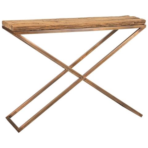 Mobile Da Ingresso In Legno E Metallo Marrone 112x37x82h - Foto 1