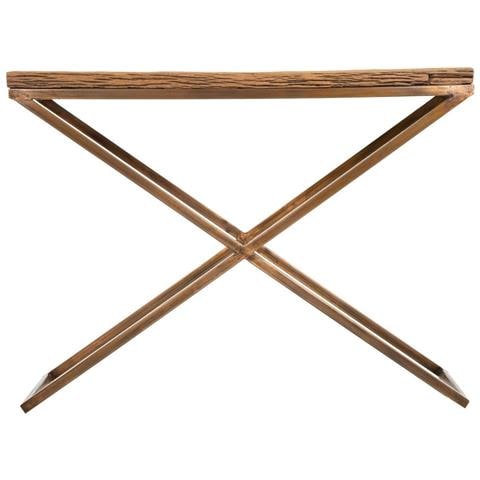 Mobile Da Ingresso In Legno E Metallo Marrone 112x37x82h - Foto 2