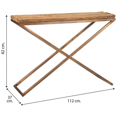 Mobile Da Ingresso In Legno E Metallo Marrone 112x37x82h - Foto 6