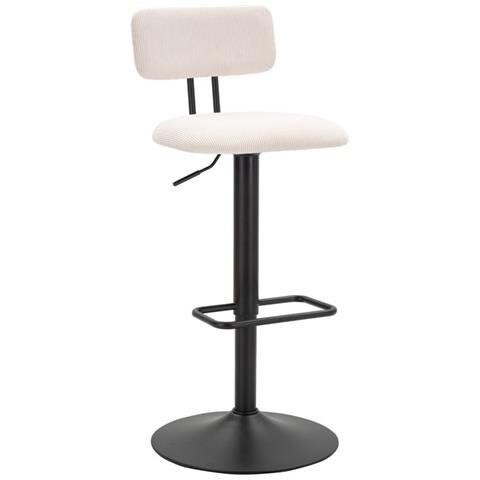 Set 2 Sgabelli Bar Light Bianchi Con Schienale, Struttura Nera Regolabili In Altezza - Foto 1