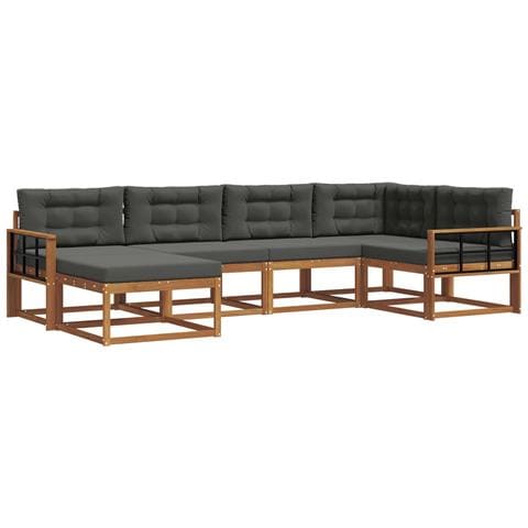 Set di divani da esterno con cuscino 6 pcs Naturale e Antracite - Foto 1