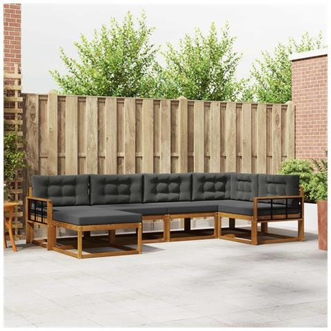 Set di divani da esterno con cuscino 6 pcs Naturale e Antracite - Foto 2
