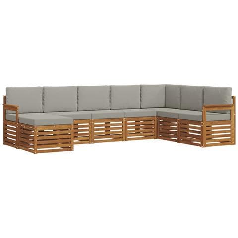 Set divani con cuscino 8 pcs Grigio Naturale e Chiaro - Foto 1