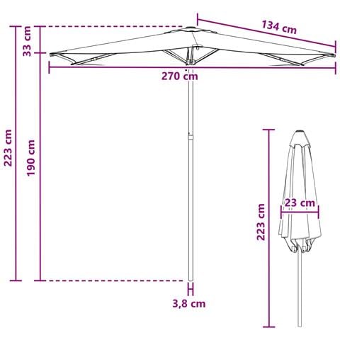 Ombrello da giardino 270 x 270 cm Poliestere Rettangolare - Foto 2