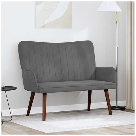 Sofa a Due Posti Grigio scuro 115 x 61 x 87 cm Velluto - Foto 2