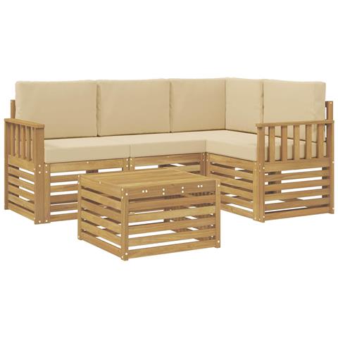 Set di divani da esterno 5 pcs Bianco e Beige 59 x 59 x 37 cm - Foto 1