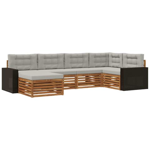 Set di divani da esterno 6 pcs Naturale e Grigio Chiaro - Foto 1