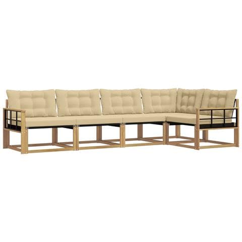 Set di divani da esterno con cuscino 5 pcs Bianco e Beige - Foto 1