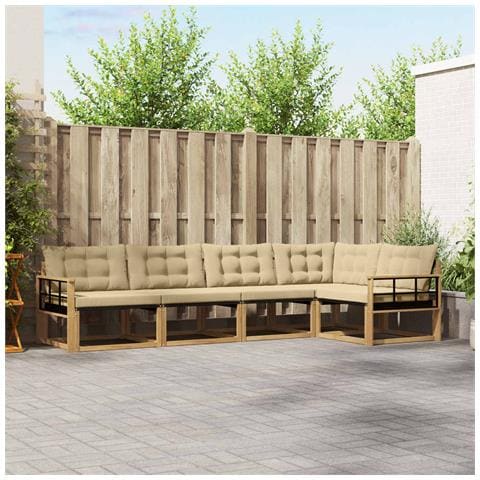 Set di divani da esterno con cuscino 5 pcs Bianco e Beige - Foto 2
