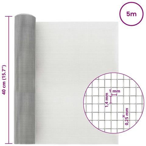 Rete per schermatura 40 x 500 cm 18 Mesh Argento - Foto 7