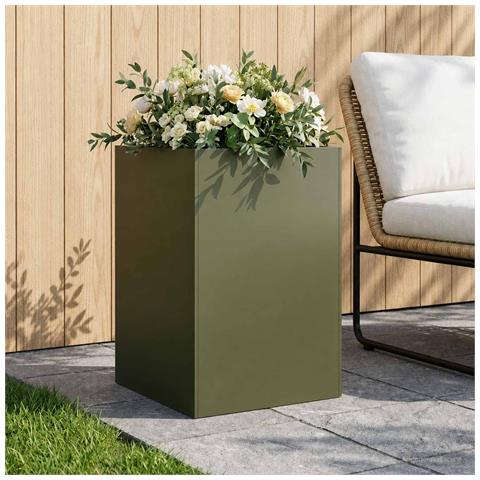 Vaso da giardino Verde Oliva 50 x 50 x 75 cm - Foto 2