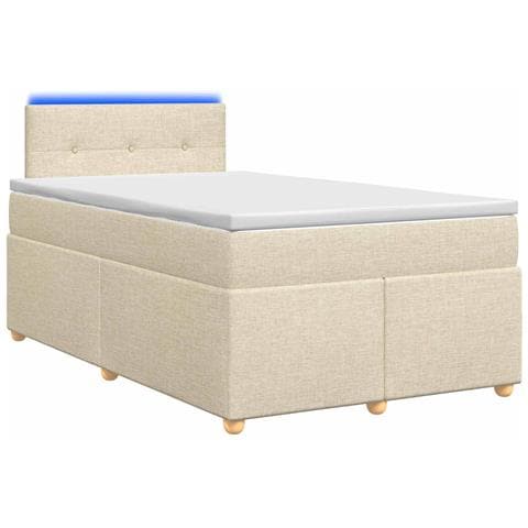 Letto box spring con materasso Crema 120 x 190 cm Tessuto - Foto 1