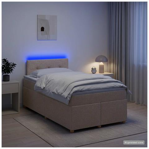Letto box spring con materasso Crema 120 x 190 cm Tessuto - Foto 2