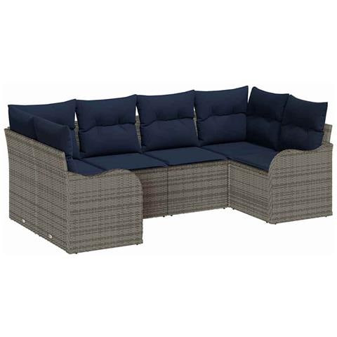 Set di divani 6 pz Grigio [Sintetico]: Rattan in Polipropilene - Foto 1