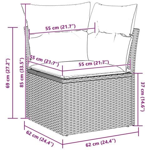 Set di divani 6 pz Grigio [Sintetico]: Rattan in Polipropilene - Foto 9