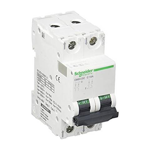 A9â n61528â c60h-dc Disgiuntore, Curva C, 2p, 81â mm Altezza X 36â mm Larghezza X 73â mm Profonditã , 10â a Corrente, 500â vdc, Bianco - Foto 2